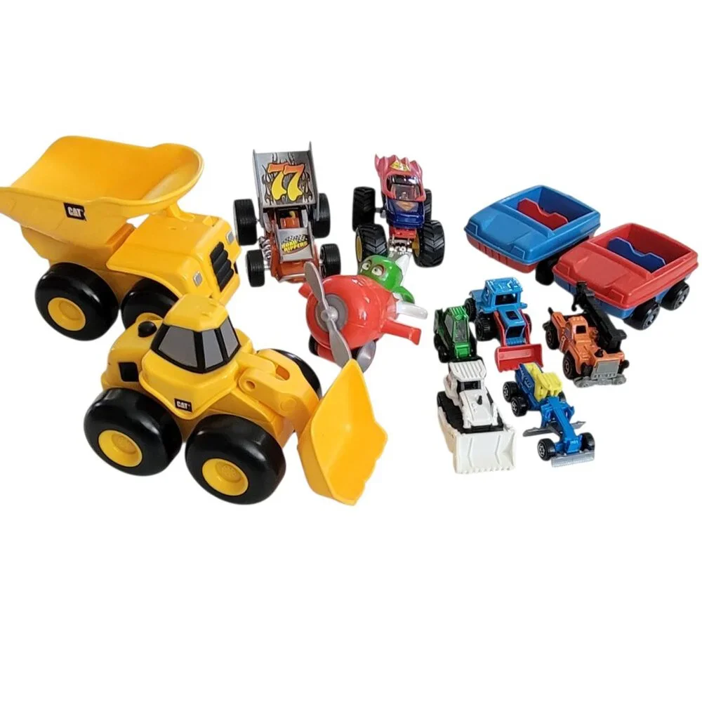 Lot of Matchbox & Hot Wheels Cars + Mattel Toy Plane & Trucks – Mixed Toy Lot